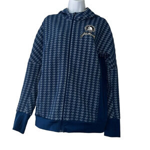 Boston Marathon 2017 women’s blue adidas houndstooth zip up hoodie sz LG